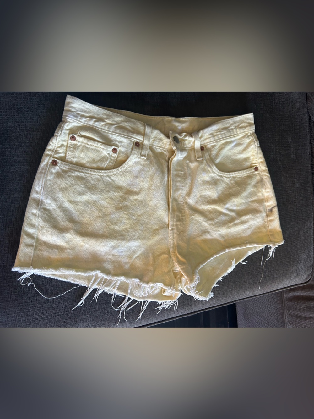 Levi's Cream yellow Denim Cutoff Shorts